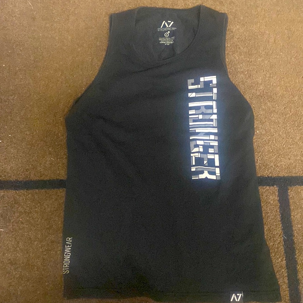 A7 Strongwear Bar Grip Tank Top Size Medium Mens Black gym workout powerlifting